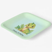 可愛い恐竜の野生のジャングル動物園の誕生日パーティーの少年 ペーパープレート (傾斜あり)