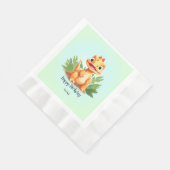 可愛い恐竜の野生のジャングル動物園の誕生日パーティーの少年 縁ありランチョンナプキン (角)