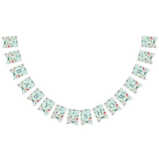 可愛い恐竜の青い男の子赤ちゃんシャワーパーティーパターン バンティングフラッグ (全)