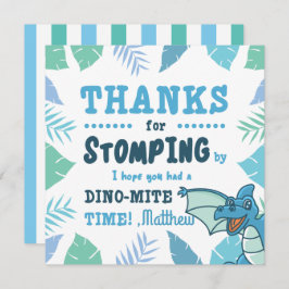 可愛い恐竜の青と緑 招待状