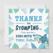 可愛い恐竜の青と緑 招待状 (正面)