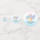 可愛い恐竜の飛行機学生子供の誕生日パーティー コンフェッティ (正面)