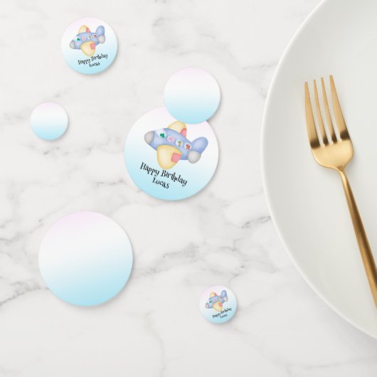 可愛い恐竜の飛行機学生子供の誕生日パーティー コンフェッティ (グループ)