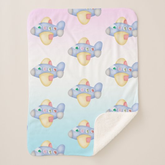 可愛い恐竜の飛行機学生子供の誕生日パーティー シェルパブランケット (正面)