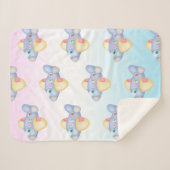 可愛い恐竜の飛行機学生子供の誕生日パーティー シェルパブランケット (正面(横))