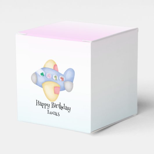 可愛い恐竜の飛行機学生子供の誕生日パーティー フェイバーボックス (正面サイド)