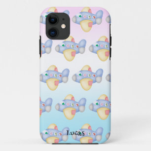 可愛い恐竜の飛行機学生子供の誕生日パーティー iPhone 11 ケース