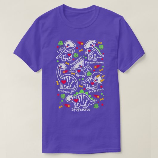 可愛い恐竜の骨格 Tシャツ (デザイン正面)