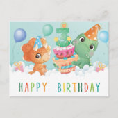 可愛い恐竜の3rd誕生日カード ポストカード (正面)