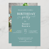 可愛い恐竜をテーマにしたお誕生日ケーキパーティー 招待状 (正面/裏面)