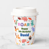 可愛い恐竜をテーマにした誕生日パーティー紙カップ 紙コップ (裏面)