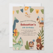 可愛い恐竜をテーマにした誕生日招待状 招待状 (正面)