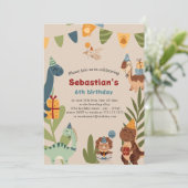 可愛い恐竜をテーマにした誕生日招待状 招待状 (スタンド正面)