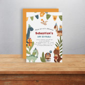 可愛い恐竜をテーマにした誕生日招待状 招待状