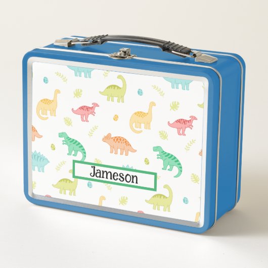 可愛い恐竜をテーマにした メタルランチボックス (正面)