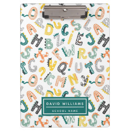 可愛い恐竜アルファベットパターンキッズスクール クリップボード