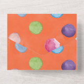 可愛い恐竜オレンジ水彩誕生日パーティー オールインワン招待状 (裏面)