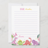 可愛い恐竜ガールタイムカプセルノートメッセージカード サンキューカード (正面)