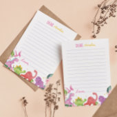 可愛い恐竜ガールタイムカプセルノートメッセージカード サンキューカード