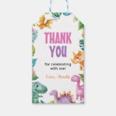 可愛い恐竜ガールバースデーパーティーありがとうラベル ギフトタグ (正面)