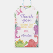 可愛い恐竜ガールバースデーパーティーありがとうラベル ギフトタグ (正面)