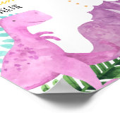 可愛い恐竜ガールファースト誕生日マイルストーンサイン ポスター (角)