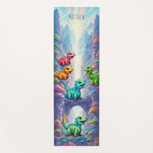 可愛い恐竜キッズヨガマット名前をカスタムする ヨガマット (正面)