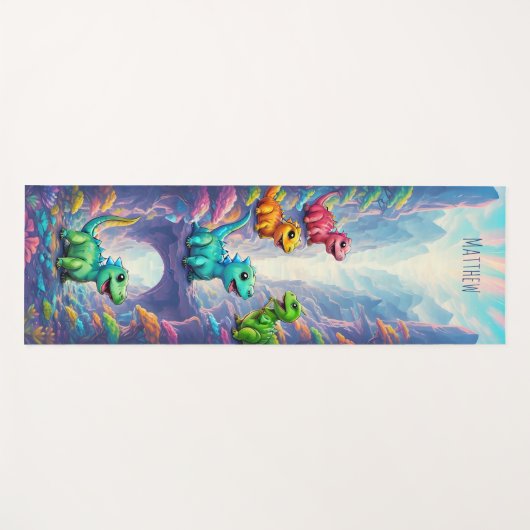 可愛い恐竜キッズヨガマット名前をカスタムする ヨガマット (正面(横))