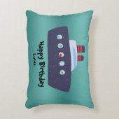 可愛い恐竜キャプテンボート船学校誕生日 アクセントクッション (正面(垂直))