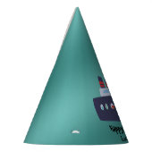 可愛い恐竜キャプテンボート船学校誕生日 パーティーハット (左)