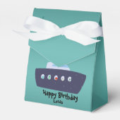 可愛い恐竜キャプテンボート船学校誕生日 フェイバーボックス (正面サイド)