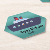 可愛い恐竜キャプテンボート船学校誕生日 ペーパーコースター (アングル)