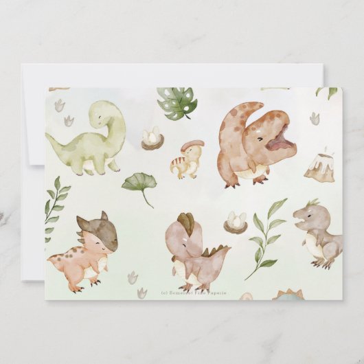 可愛い恐竜サファリ車の最初の2番目の誕生日の写真 招待状 (裏面)