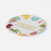 可愛い恐竜ジェンダーニュートラル誕生日パーティー ペーパープレート (アングル)