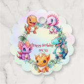 可愛い恐竜ジャングル学校の子供の誕生日パーティーボーイ フェイバータグ (裏面)