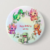 可愛い恐竜ジャングル学校の子供の誕生日パーティーボーイ 缶バッジ (正面)