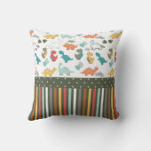 可愛い恐竜ストライプの柄の子供 クッション (裏面)