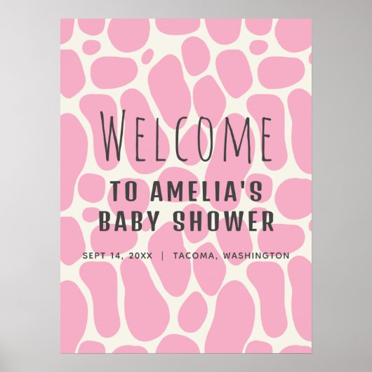 可愛い恐竜スポットガールベビーウェルカムサイン ポスター (正面)