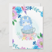 可愛い恐竜ティーカップベビーシャワー サンキューカード (裏面)