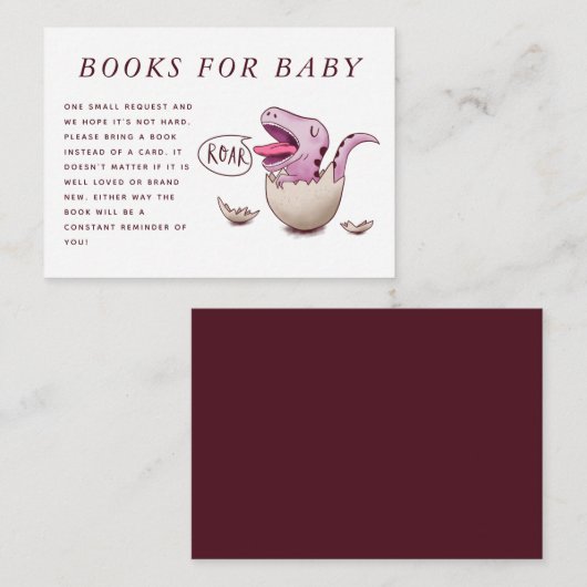 可愛い恐竜テーマ赤ちゃんシャワー予約リクエスト エンクロージャーカード (正面/裏面)