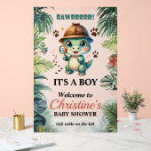 可愛い恐竜テーマ赤ちゃんシャワー泡板の看板 アクリルサイン (ウェディング)