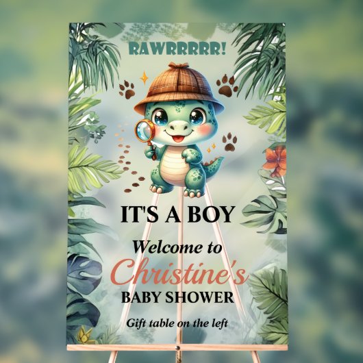 可愛い恐竜テーマ赤ちゃんシャワー泡板の看板 アクリルサイン (ニュートラル)