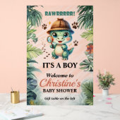 可愛い恐竜テーマ赤ちゃんシャワー泡板の看板 アクリルサイン (ウェディング)