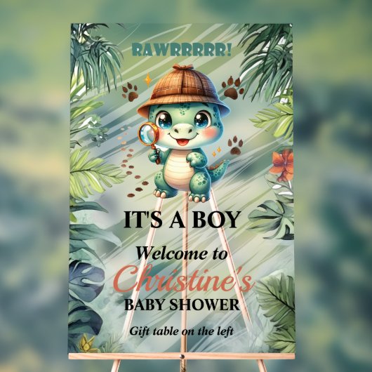 可愛い恐竜テーマ赤ちゃんシャワー泡板の看板 アクリルサイン (ニュートラル)