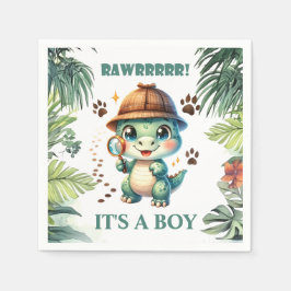 可愛い恐竜テーマ赤ちゃんシャワー スタンダードカクテルナプキン