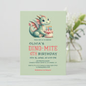 可愛い恐竜ディノ – ダニ誕生日パーティーの招待状 サンキューカード (スタンド正面)