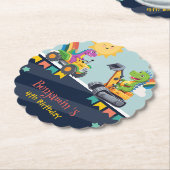 可愛い恐竜トラクタートラックレインボーバルーンHBD ペーパーコースター (アングル)