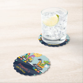 可愛い恐竜トラクタートラックレインボーバルーンHBD ペーパーコースター