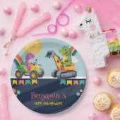 可愛い恐竜トラクタートラックレインボーバルーンHBD ペーパープレート (パーティー)