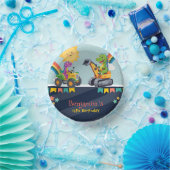 可愛い恐竜トラクタートラックレインボーバルーンHBD ペーパーボウル (パーティー)